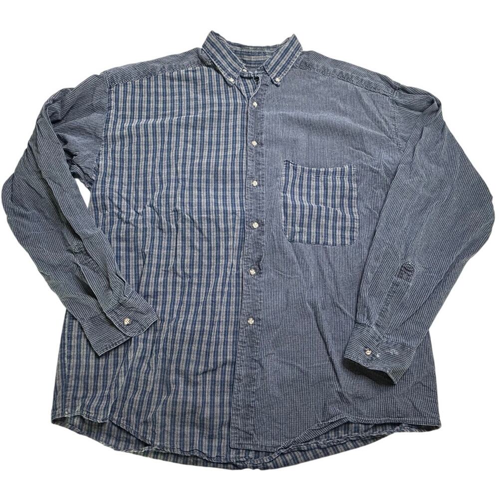 Johnny Cotton USA Heavy Corduroy Shirt Large Blue Button Up